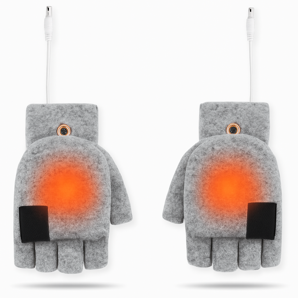 Heated Winter Knit Fingerless Gloves 2