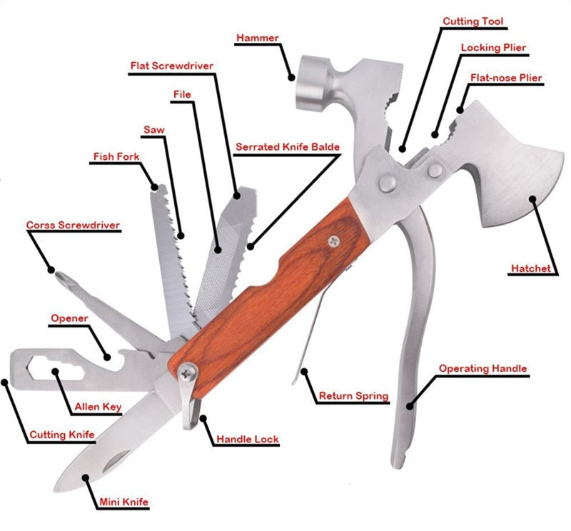 Portable Stainless Steel Camping Hammer Multi Tool