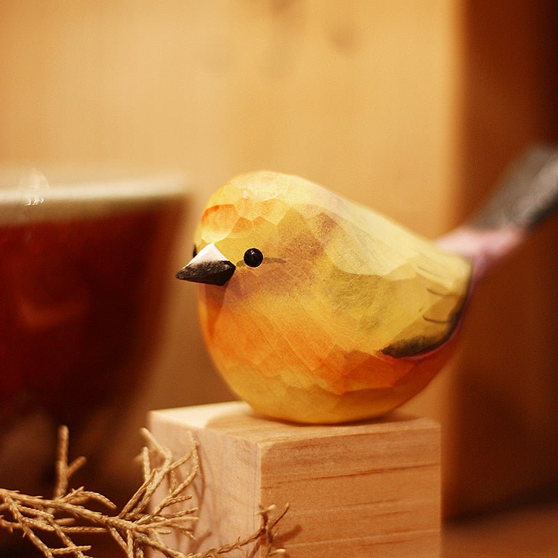 Rustic Wood Carved Bird Decorations