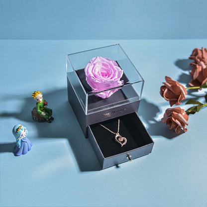 Elegant Fresh Flower Pendant Necklace Gift Box