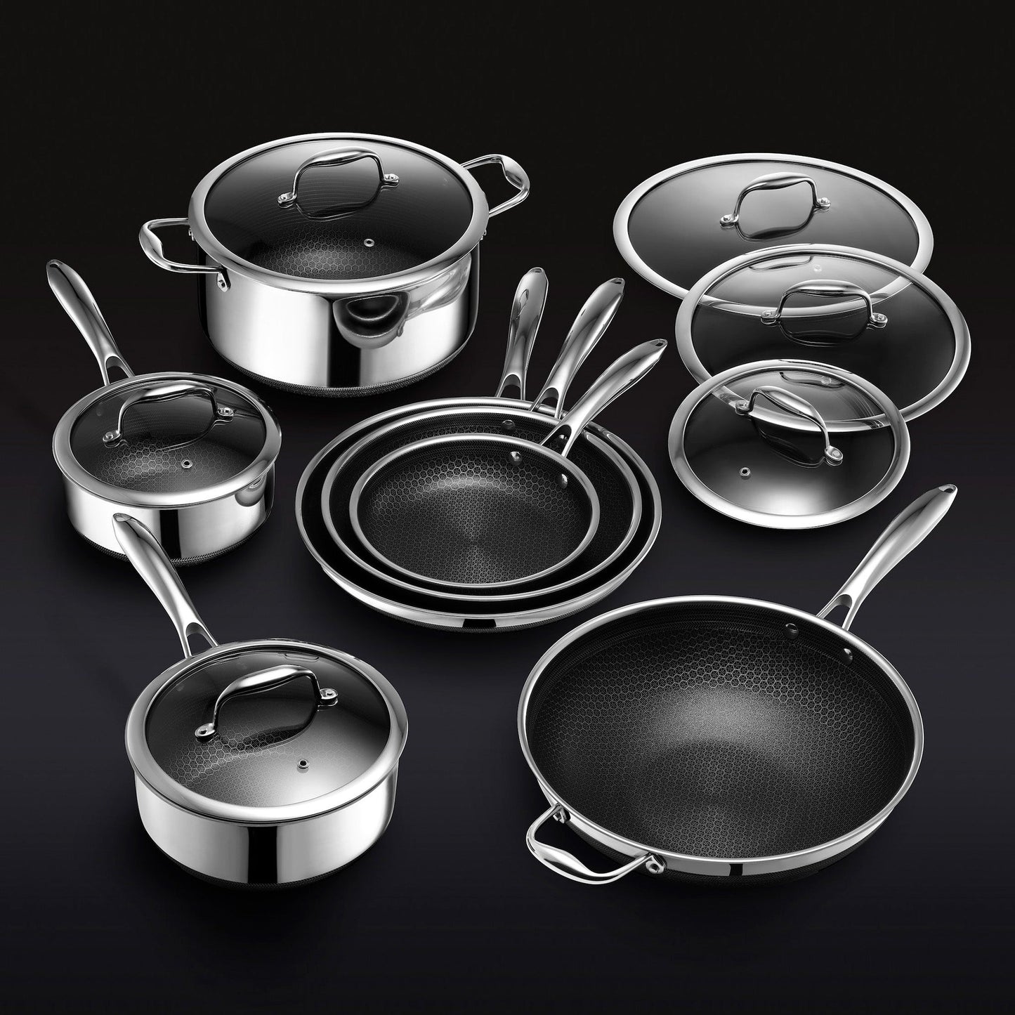 Premium 13pc Nonstick Stainless Steel Cookware Set with Lids - Fesara