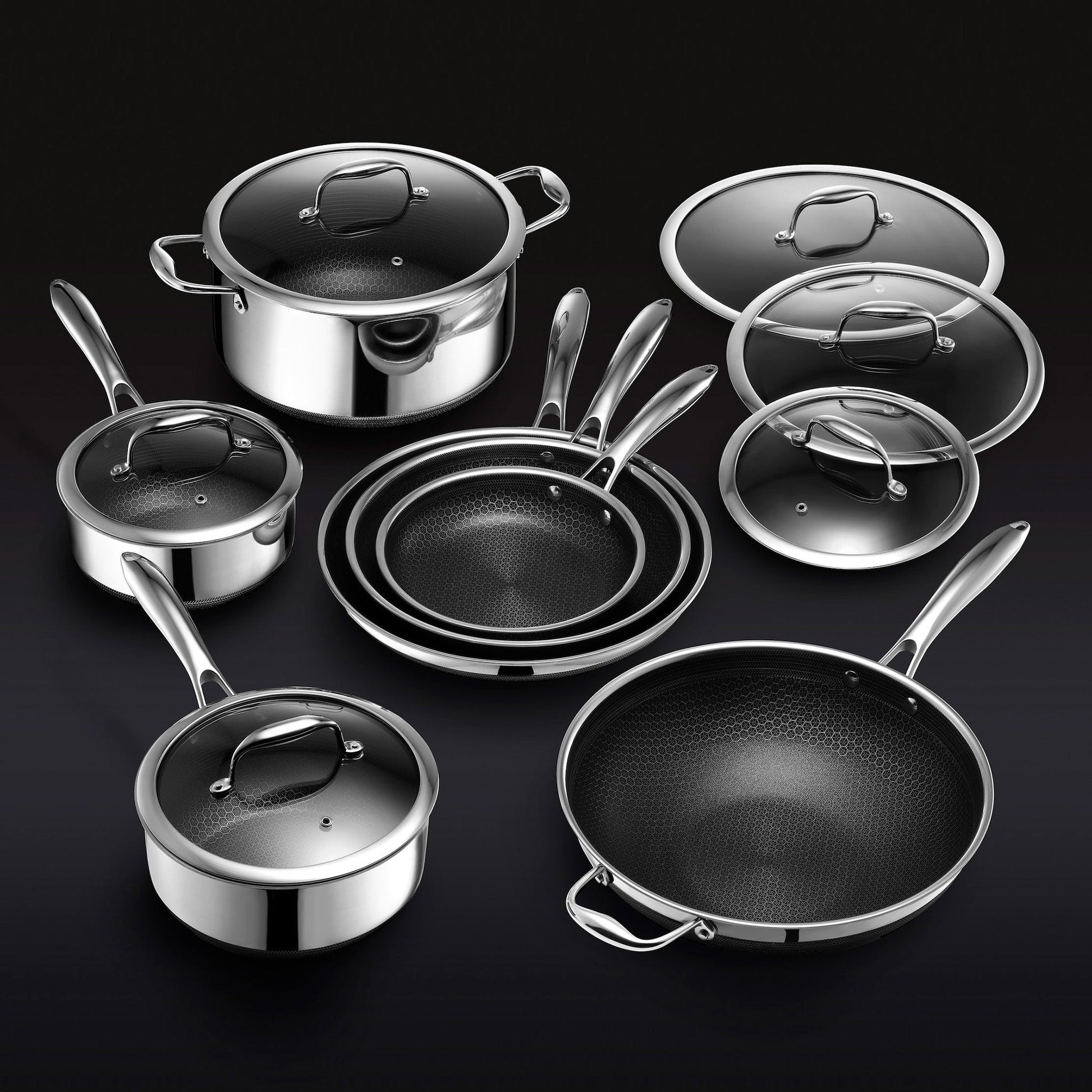 Premium 13pc Nonstick Stainless Steel Cookware Set with Lids - Fesara