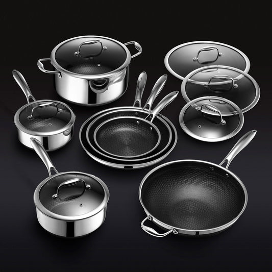 Premium 13pc Nonstick Stainless Steel Cookware Set with Lids - Fesara