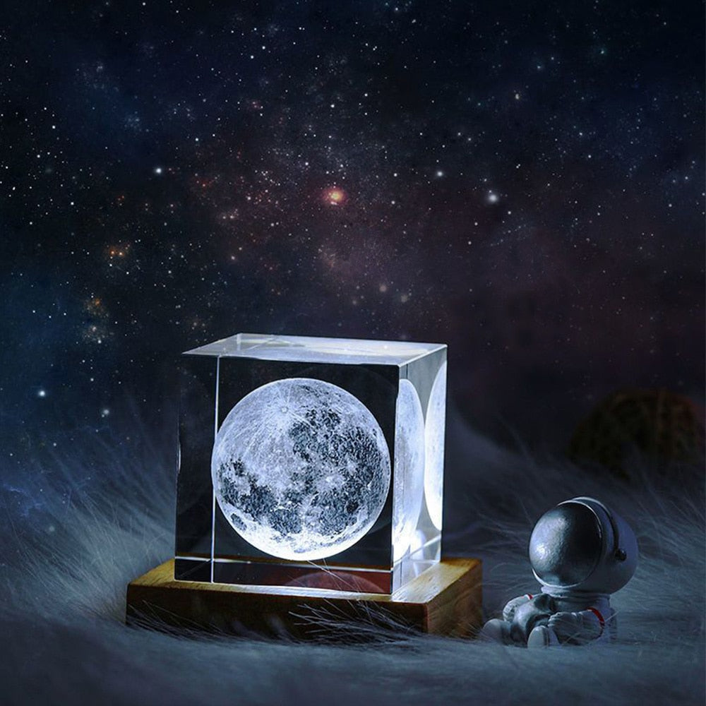 Glowing Crystal Moon LED Night Light