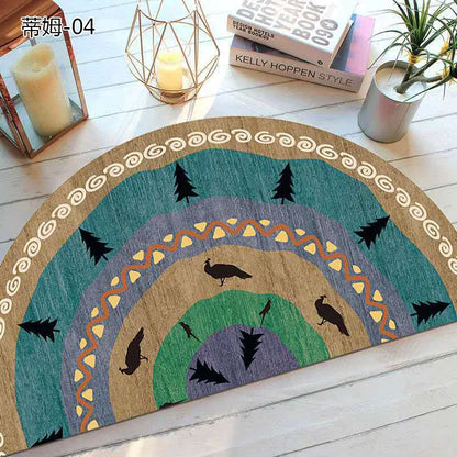 Rustic Non Slip Half Circle Door Mat