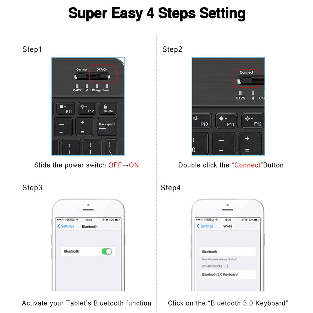 Compact Wireless Bluetooth Keyboard Mouse Combo