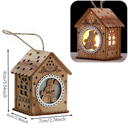 Rustic Wood Hanging Home Decor Lantern Light