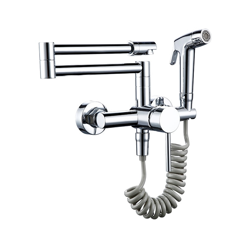 Flexible Kitchen Faucet with Pull-Out Nozzle - Modern Stainless Steel