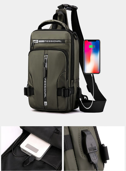 Secure Water Resistant Crossbody Purse, USB Charger Bag