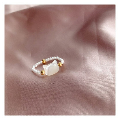 Lucky Charm Kitten Silver Ring - Fesara