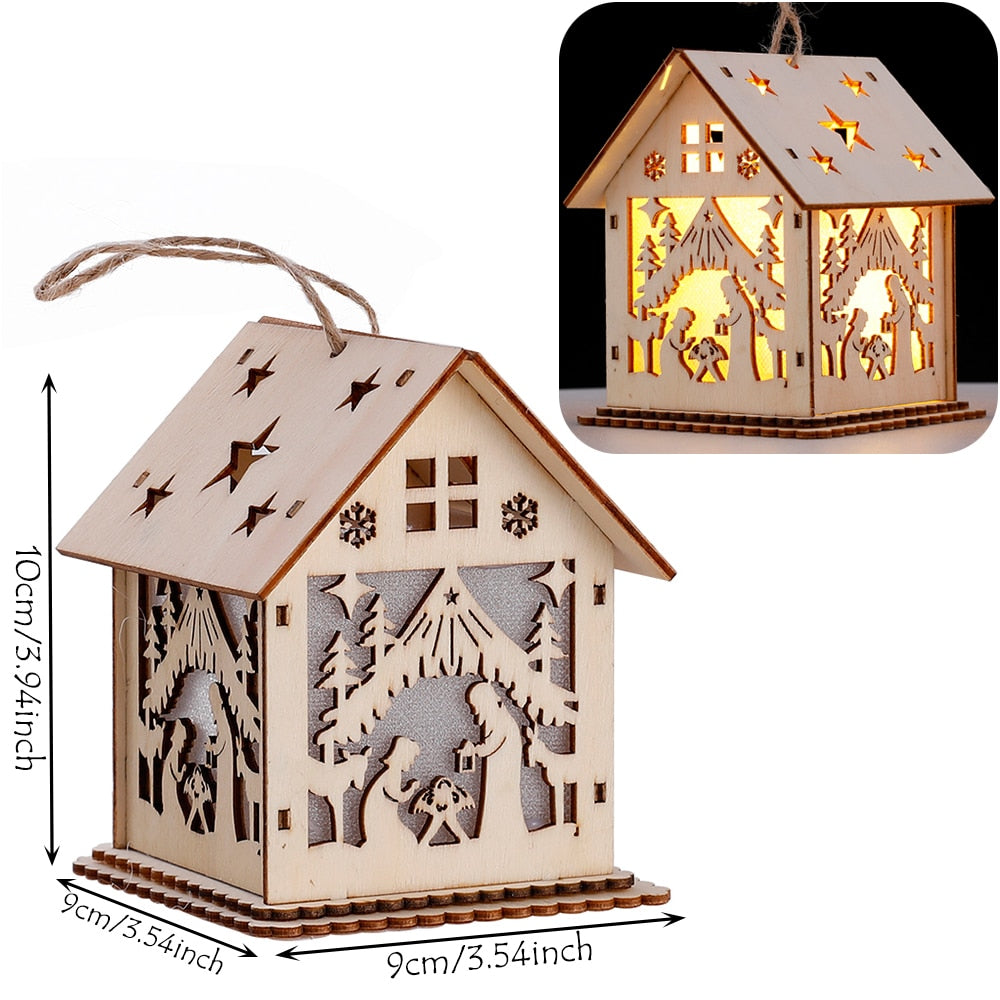 Rustic Wood Hanging Home Decor Lantern Light