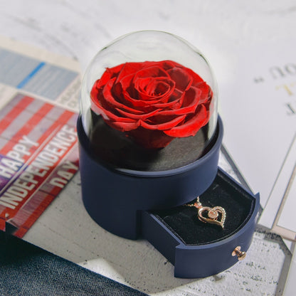 Elegant Fresh Flower Pendant Necklace Gift Box