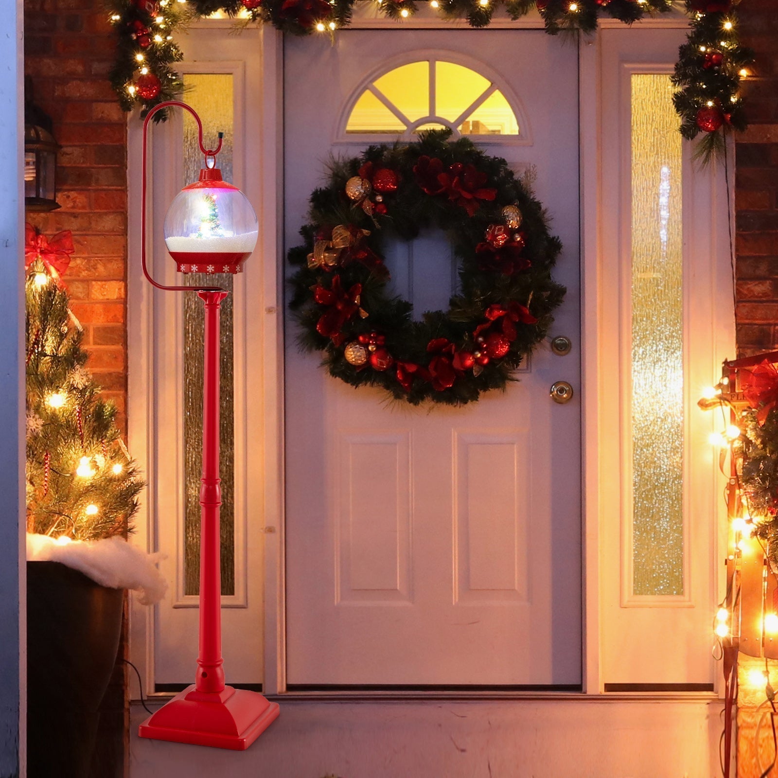 HolidayPost – 68 Inch Christmas Lantern with Magical Snow Globe 2