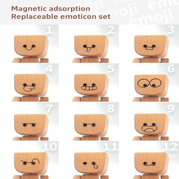 Handcrafted Wooden Rocking Figurine with Changeable Faces