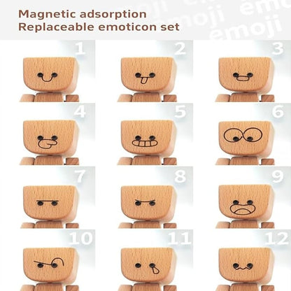Handcrafted Wooden Rocking Figurine with Changeable Faces