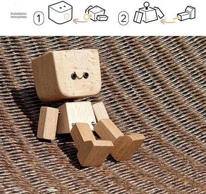 Handcrafted Wooden Rocking Figurine with Changeable Faces