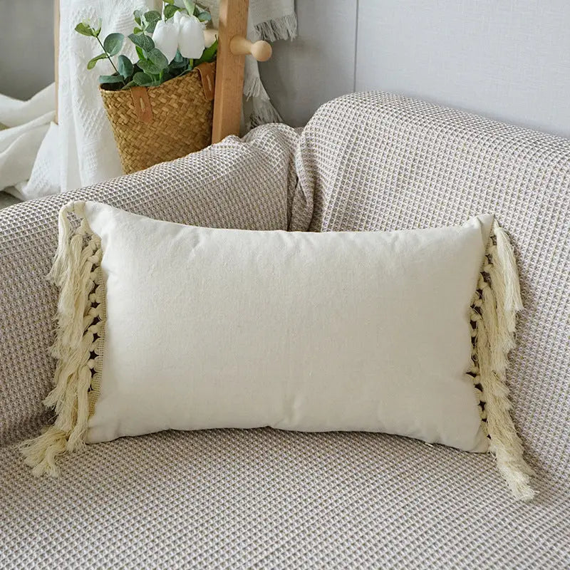 Stylish Textured Cushion with Tassels