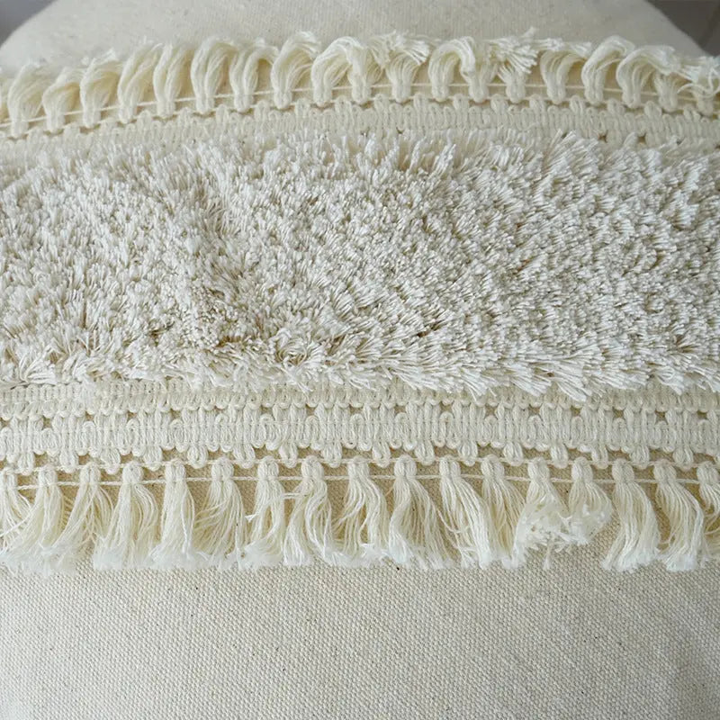 Stylish Textured Cushion with Tassels