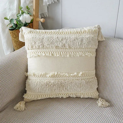Stylish Textured Cushion with Tassels