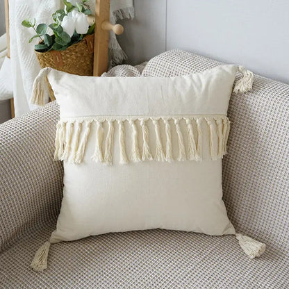 Stylish Textured Cushion with Tassels