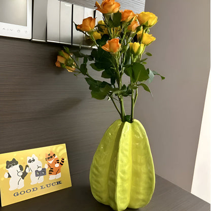Unique Handmade Ceramic Floral Vase Starfruit Design - Fesara