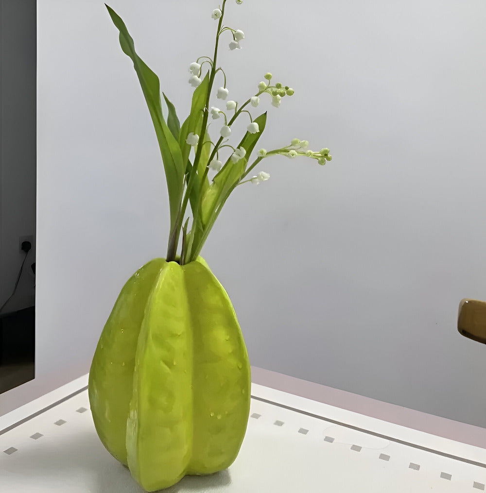 Unique Handmade Ceramic Floral Vase Starfruit Design
