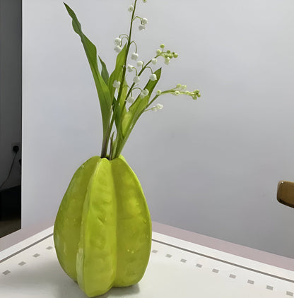 Unique Handmade Ceramic Floral Vase Starfruit Design