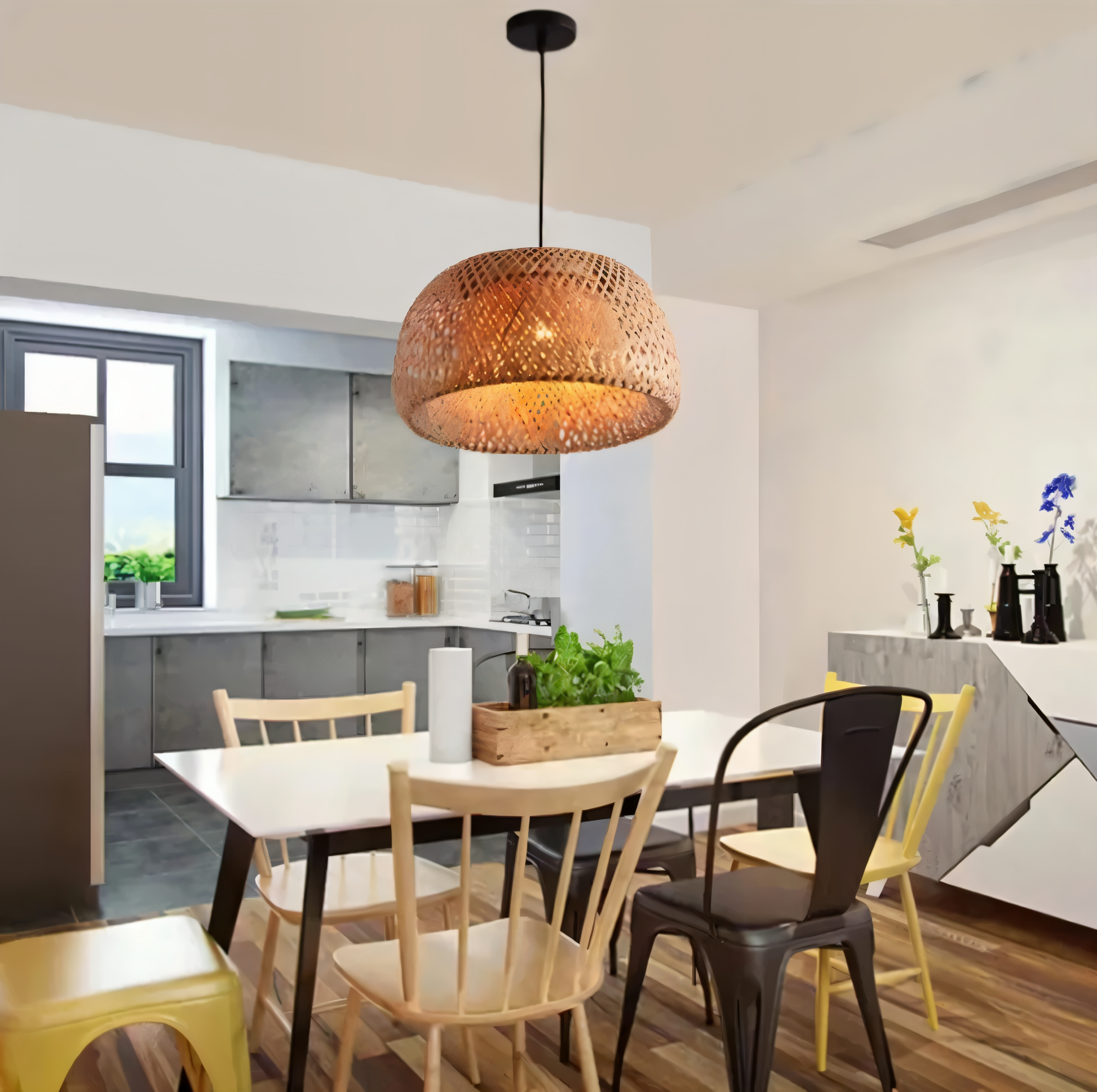 Natural Rattan Hanging Light Fixture - Fesara