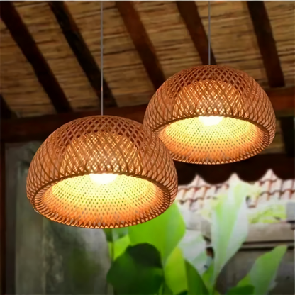 Natural Rattan Hanging Light Fixture