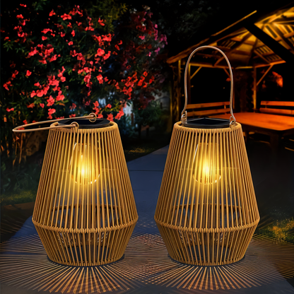 Outdoor Bamboo Solar Powered Lantern Light