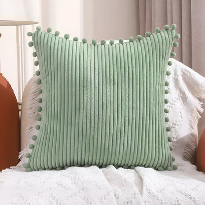 Colorful Pom Pom Decorative Throw Pillow Cover