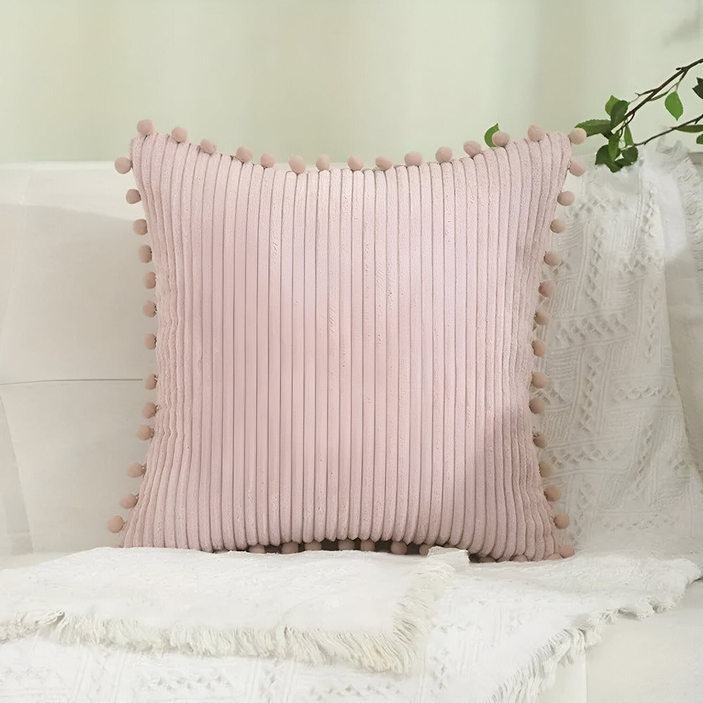 Colorful Pom Pom Decorative Throw Pillow Cover - Fesara