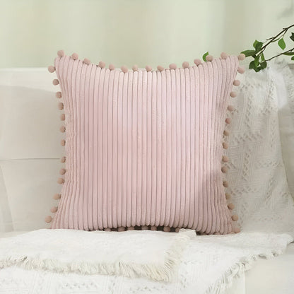 Colorful Pom Pom Decorative Throw Pillow Cover - Fesara
