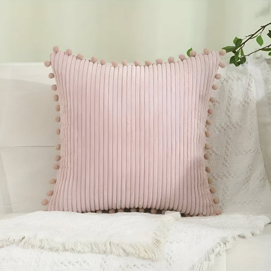 Colorful Pom Pom Decorative Throw Pillow Cover - Fesara