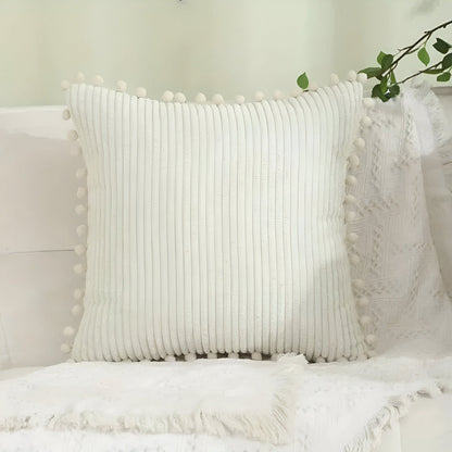 Colorful Pom Pom Decorative Throw Pillow Cover
