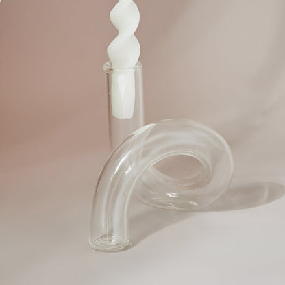 Beautiful Glass Vase with Built-in Candle Holder