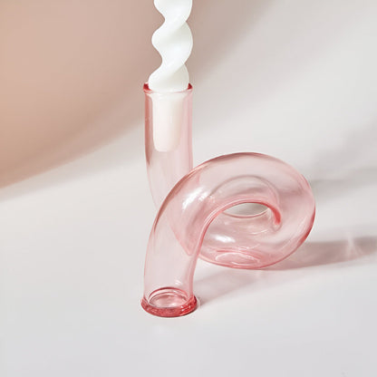Beautiful Glass Vase with Built-in Candle Holder