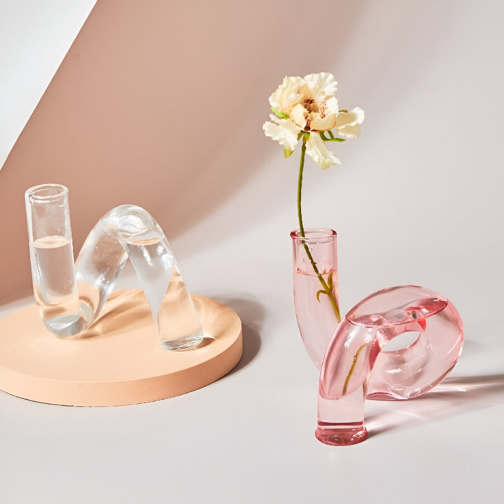 Beautiful Glass Vase with Built-in Candle Holder