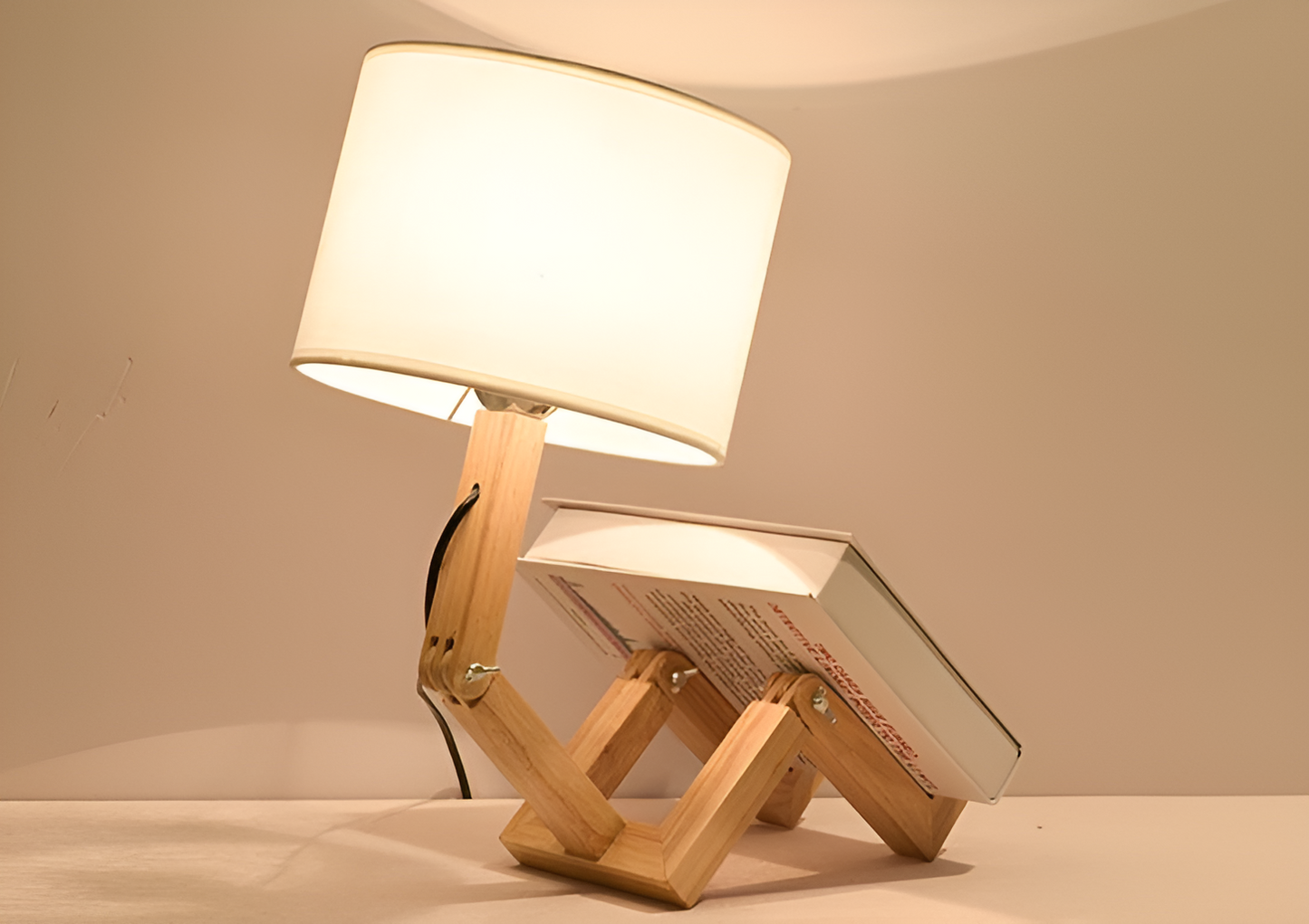 Adjustable Wooden Desk Light with Book Stand