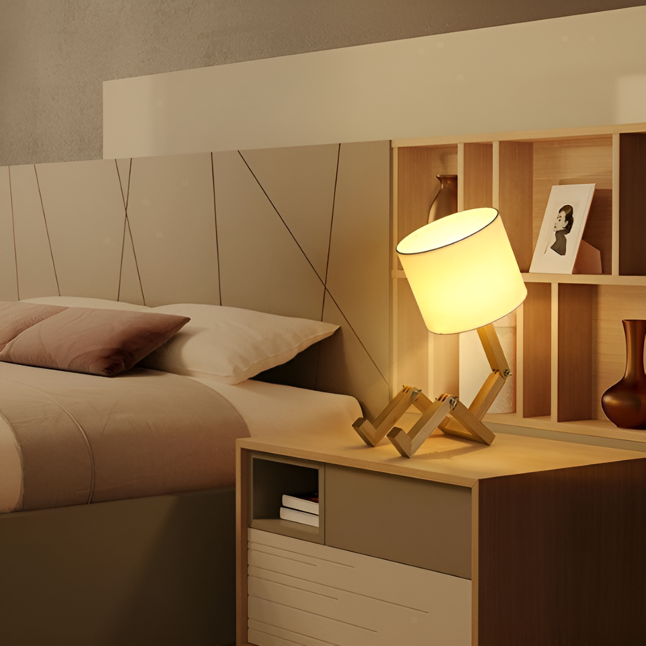 Adjustable Wooden Desk Light with Book Stand