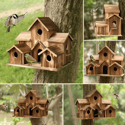 Rustic Outdoor Wooden Bird Feeder House