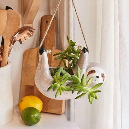 Colorful Ceramic Planter Pot With Cute Sloth Design - Fesara