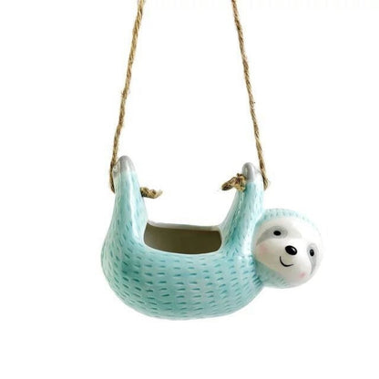 Colorful Ceramic Planter Pot With Cute Sloth Design