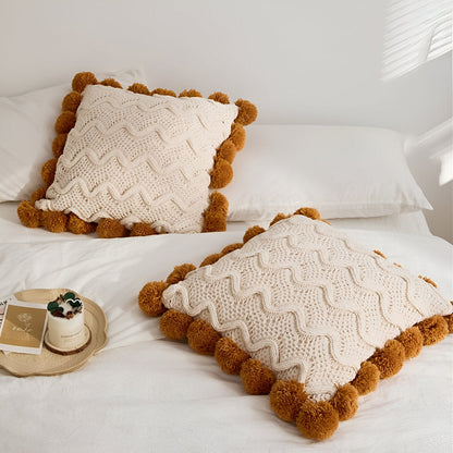 Colorful Tassel Knit Throw Pillow Cover