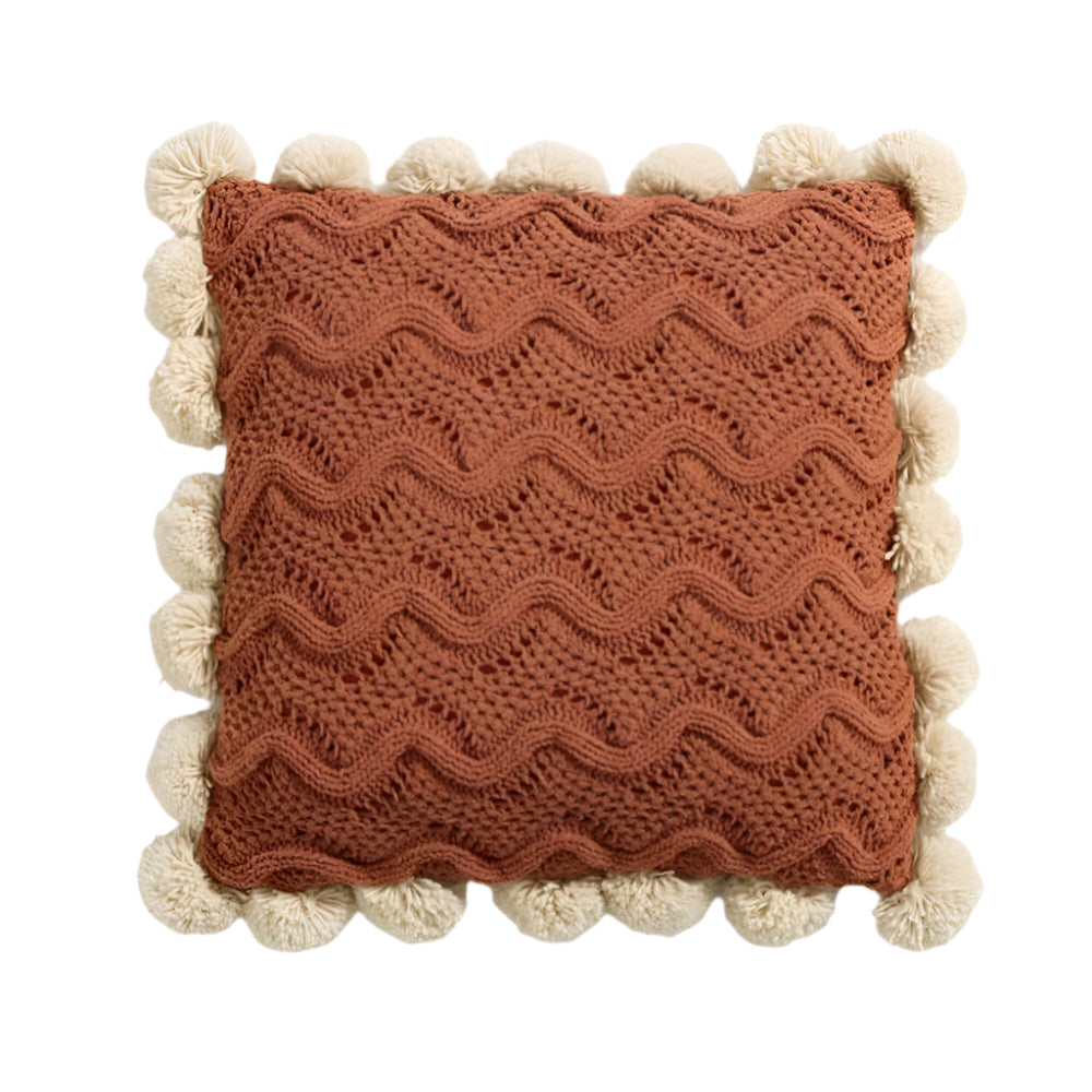 Colorful Tassel Knit Throw Pillow Cover