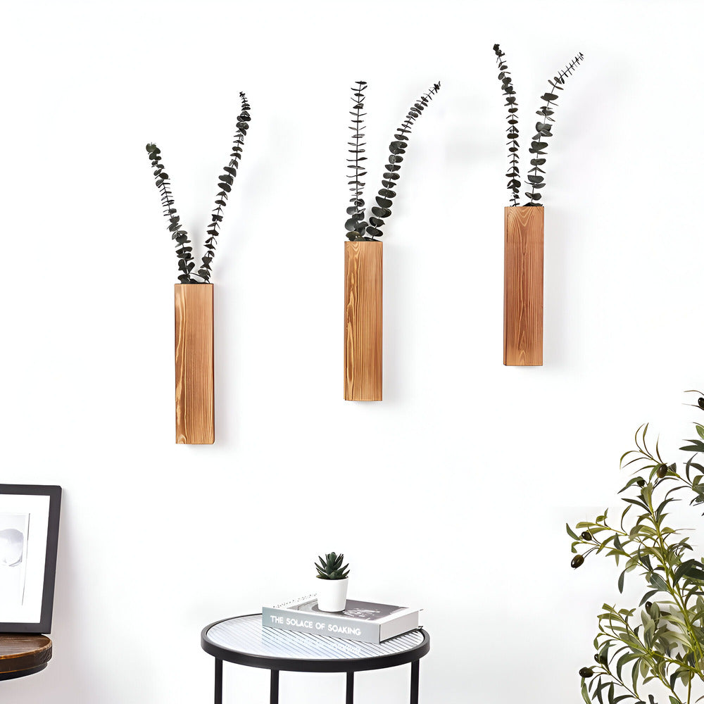 Natural Wood Wall Planter Shelf 30cm