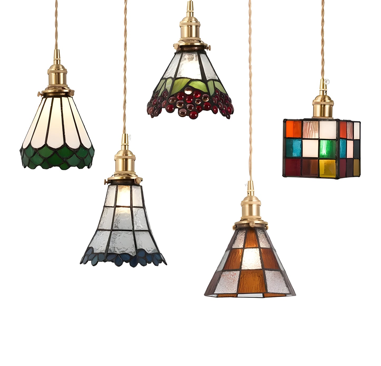 Vintage Metal Glass Pendant Lighting Fixture - Fesara