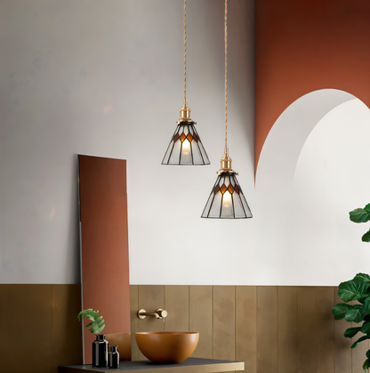Vintage Metal Glass Pendant Lighting Fixture