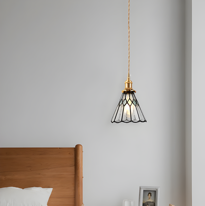 Vintage Metal Glass Pendant Lighting Fixture