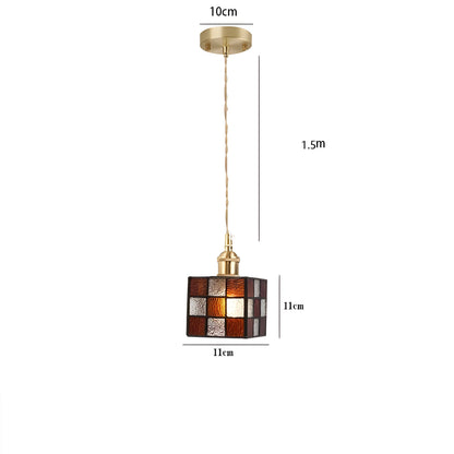 Vintage Metal Glass Pendant Lighting Fixture